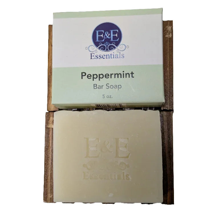 Peppermint bar soap with refreshing peppermint essential oil for invigorating and gentle cleaning.