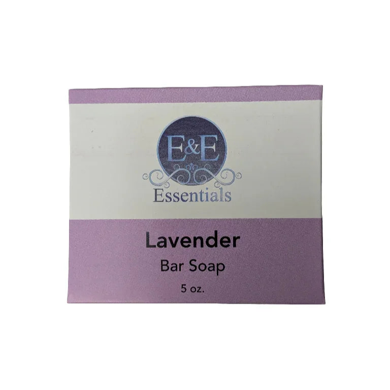 Lavender bar soap by E&E Essentials, 5 oz, provides stress-relief and skin nourishment with a calming lavender aroma.