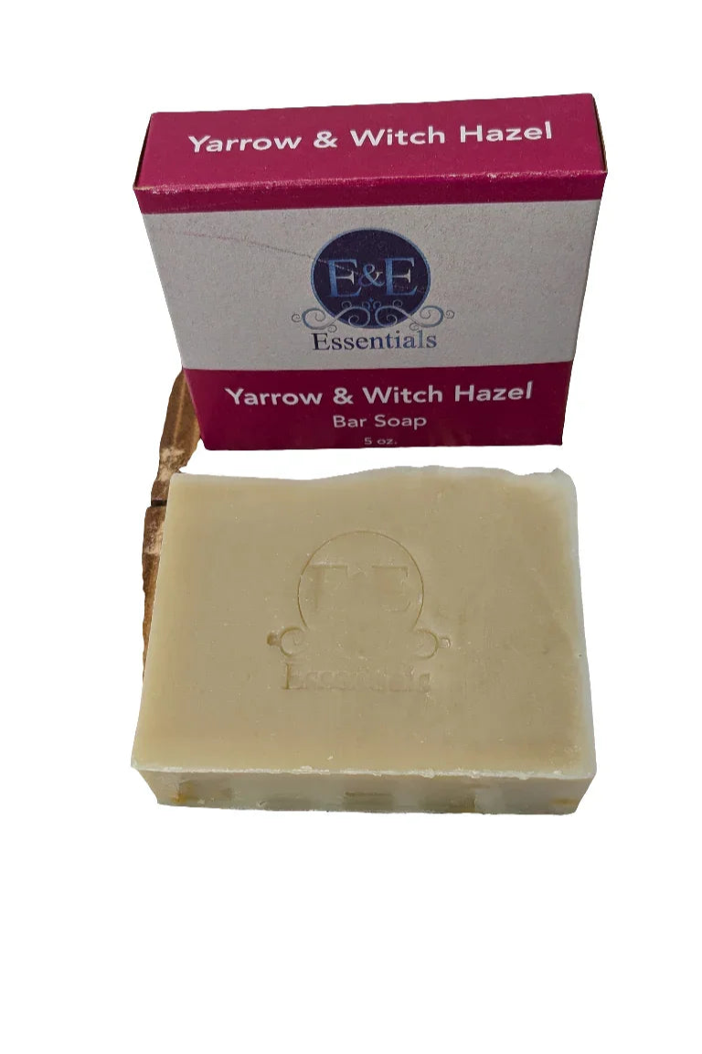 Yarrow & Witch Hazel Facial Soap and packaging, gentle and natural skincare bar.