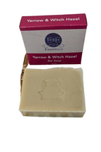 Yarrow & Witch Hazel Facial Soap and packaging, gentle and natural skincare bar.