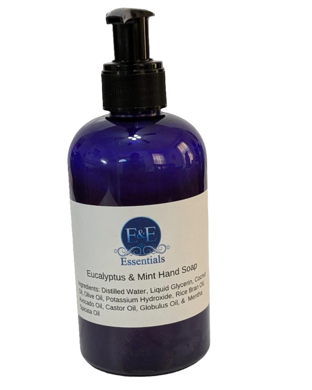 Eucalyptus & Mint Hand Soap in blue pump bottle