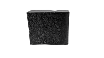 Charcoal bar soap isolated on a white background for clear viewing