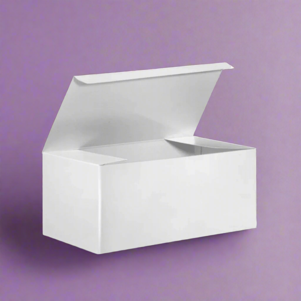 Elegant white gift box against a contrasting purple background