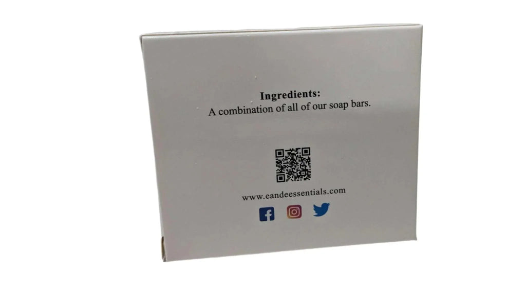 Back packaging of Gumbo Bar Soap displaying ingredients and social media icons.