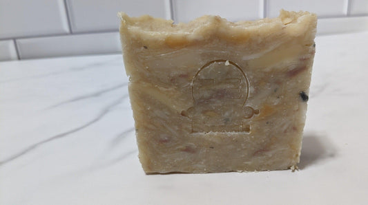 Close-up of Gumbo Bar Soap with the brand's logo