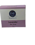 Lavender bar soap in its original box on a bathroom counter