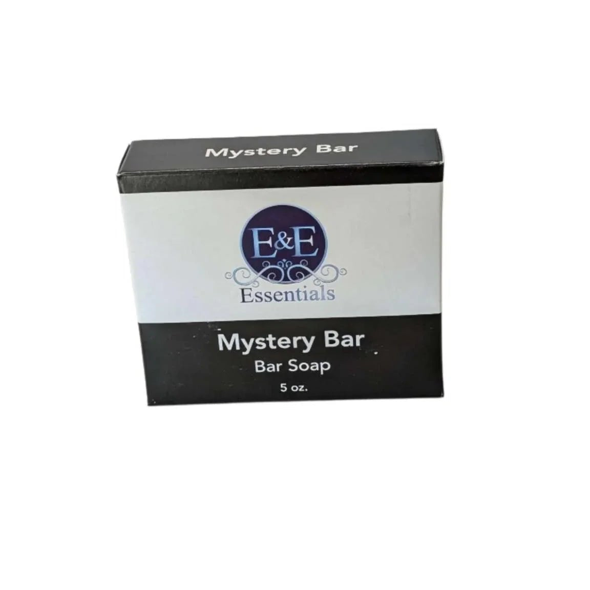 Eco-friendly Mystery Bar Soap box, handmade with natural ingredients, featuring E&amp;E Essentials branding.