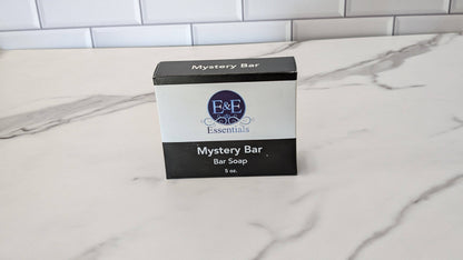 Mystery Bar Soap in its box on a kitchen counter