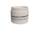 Patchouli & Cedarwood Body Butter jar against a white backdrop