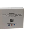 Packaging of Sea Moss & Tea Tree Bar Soap featuring a QR code