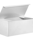 Opened white gift box on a plain white background