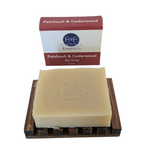 Patchouli & Cedarwood moisturizing bar soap with natural ingredients for dry skin.