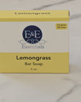 E&E Essentials Lemongrass Bar Soap packaging on a marble surface