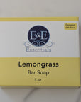 E&E Essentials Lemongrass Bar Soap packaging on a marble surface