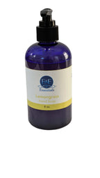 Lemongrass Liquid Hand Soap in purple bottle, 8 oz, with uplifting lemongrass scent for dry, sensitive skin.